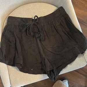 Black eyelet shorts